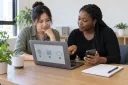 A business owner and support specialist calmly investigate a domain connection issue.