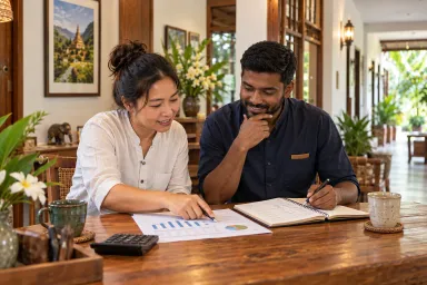 The hotel owner and front-desk supervisor review direct inquiry and booking data.