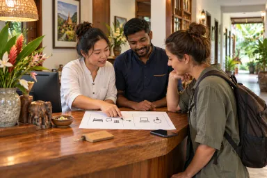 Hotel staff review the steps from direct room inquiries to measured self-booking.