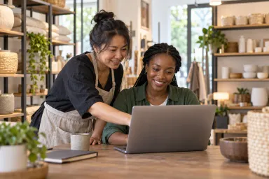 A shop owner and employee consolidate business information into one reliable website.